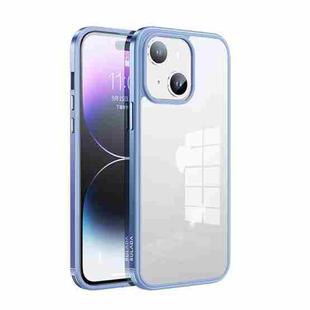 For iPhone 14 SULADA Metal Frame + Nano Glass + TPU Phone Case(Sierra Blue)