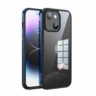 For iPhone 14 SULADA Metal Frame + Nano Glass + TPU Phone Case(Dark Blue)