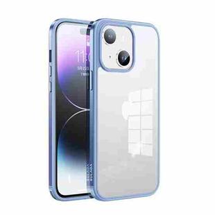 For iPhone 14 Plus SULADA Metal Frame + Nano Glass + TPU Phone Case(Sierra Blue)