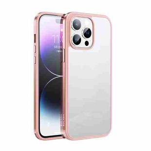 For iPhone 14 Pro SULADA Metal Frame + Nano Glass + TPU Phone Case(Pink)