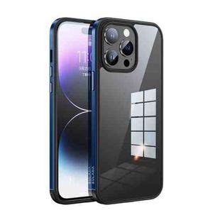 For iPhone 14 Pro SULADA Metal Frame + Nano Glass + TPU Phone Case(Dark Blue)