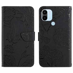 For Xiaomi Redmi A1+ HT03 Skin Feel Butterfly Embossed Flip Leather Phone Case(Black)