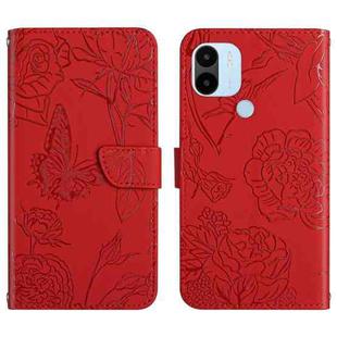 For Xiaomi Redmi A1+ HT03 Skin Feel Butterfly Embossed Flip Leather Phone Case(Red)