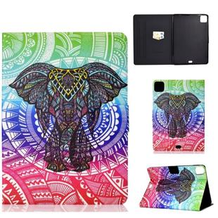 For iPad Pro 11 (2020) Electric Sewing Thread Horizontal Painted TPU Flat Leather Tablet Case with Sleep Function & Pen Cover & Anti Skid Strip & Card Slot & Holder(Elephant)