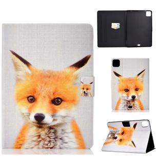 For iPad Pro 11 (2020) Electric Sewing Thread Horizontal Painted TPU Flat Leather Tablet Case with Sleep Function & Pen Cover & Anti Skid Strip & Card Slot & Holder(Fox)