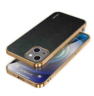 For iPhone 14 Plus SULADA Shockproof TPU + Handmade Leather Phone Case(Black)