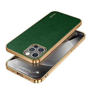 For iPhone 14 Pro SULADA Shockproof TPU + Handmade Leather Phone Case(Green)
