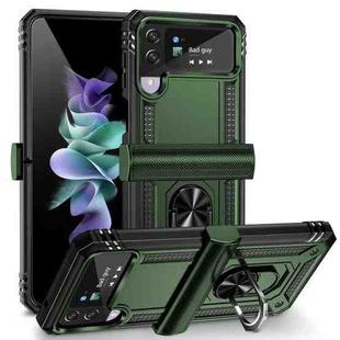 For Samsung Galaxy Z Flip4 Shockproof TPU + PC Protective Phone Case with 360 Degree Rotating Holder(Green)