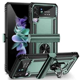 For Samsung Galaxy Z Flip4 Shockproof TPU + PC Protective Phone Case with 360 Degree Rotating Holder(Dark Green)