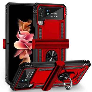 For Samsung Galaxy Z Flip3 5G Shockproof TPU + PC Protective Phone Case with 360 Degree Rotating Holder(Red)