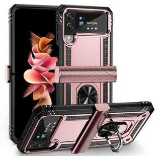 For Samsung Galaxy Z Flip3 5G Shockproof TPU + PC Protective Phone Case with 360 Degree Rotating Holder(Rose Gold)