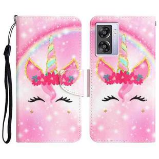 For OPPO A57 2022 Colored Drawing Leather Phone Case(Unicorn)