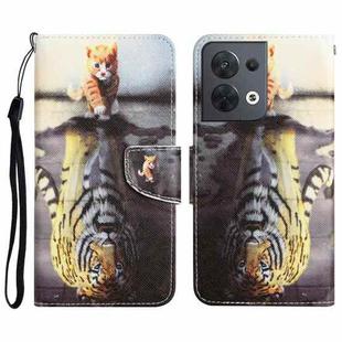 For OPPO Reno8 Colored Drawing Leather Phone Case(Tiger)