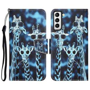 For Samsung Galaxy S23+ 5G Colored Drawing Leather Phone Case(Giraffes)
