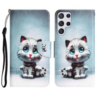 For Samsung Galaxy S23 Ultra 5G Colored Drawing Leather Phone Case(Blue Eyes)