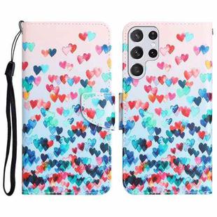 For Samsung Galaxy S23 Ultra 5G Colored Drawing Leather Phone Case(Heart)