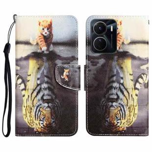 For vivo Y16 Colored Drawing Leather Phone Case(Tiger)