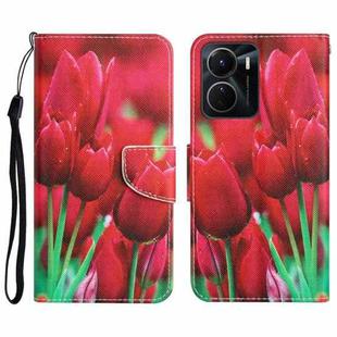 For vivo Y16 Colored Drawing Leather Phone Case(Tulips)