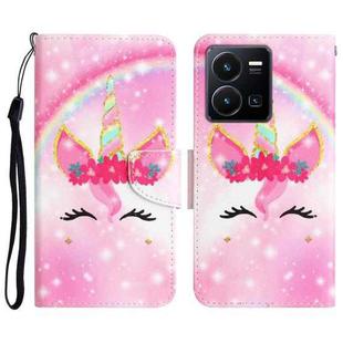 For vivo Y22s Colored Drawing Leather Phone Case(Unicorn)