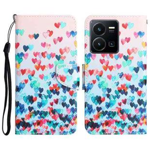 For vivo Y22s Colored Drawing Leather Phone Case(Heart)