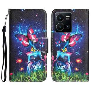 For vivo Y22s Colored Drawing Leather Phone Case(Bottle Butterfly)