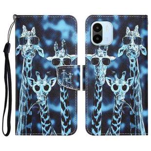 For Xiaomi Redmi A1 Colored Drawing Leather Phone Case(Giraffes)