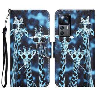 For Xiaomi 12T / 12T Pro / Redmi K50 Ultra Colored Drawing Leather Phone Case(Giraffes)