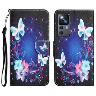 For Xiaomi 12T / 12T Pro / Redmi K50 Ultra Colored Drawing Leather Phone Case(Butterfly)