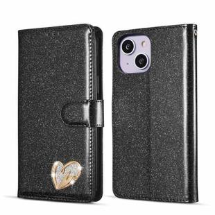 For iPhone 14 Plus Glitter Powder Love Leather Phone Case(Black)