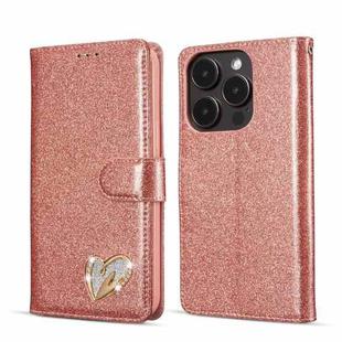 For iPhone 14 Pro Glitter Powder Love Leather Phone Case(Pink)