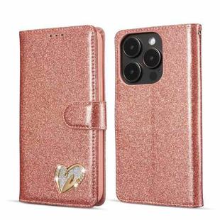 For iPhone 14 Pro Max Glitter Powder Love Leather Phone Case(Pink)