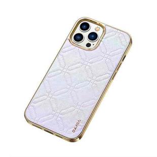 For iPhone 14 Pro Max SULADA Cooljas Series TPU Sheepskin Texture Phone Protective Case(Bright Silver)