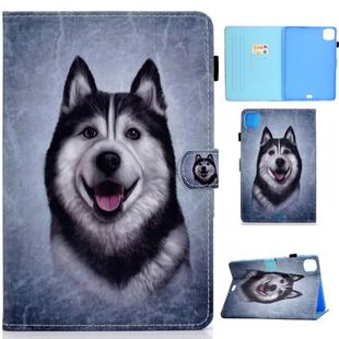 For iPad Pro 11 (2020) Sewing Thread Horizontal Painted Flat Leather Tablet Case with Sleep Function & Pen Cover & Anti Skid Strip & Card Slot & Holder(Husky)