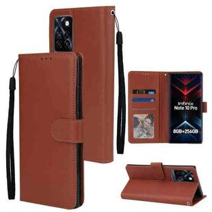 For Infinix Note 10 Pro Multifunctional Horizontal Flip Leather Case with Three Card Slot(Brown)