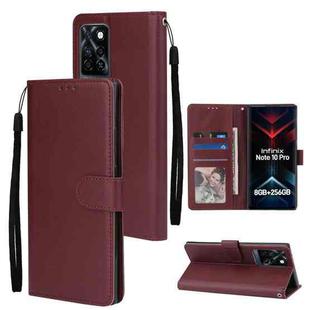 For Infinix Note 10 Pro Multifunctional Horizontal Flip Leather Case with Three Card Slot(Wine Red)