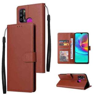 For Infinix Hot 9 Play Multifunctional Horizontal Flip Leather Case with Three Card Slot(Brown)
