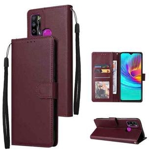 For Infinix Hot 9 Play Multifunctional Horizontal Flip Leather Case with Three Card Slot(Wine Red)