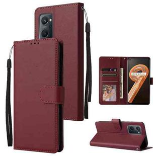 For Realme 9i Multifunctional Horizontal Flip Leather Case with Three Card Slot(Wine Red)