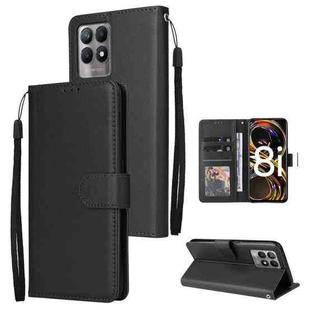 For Realme 8i Multifunctional Horizontal Flip Leather Case with Three Card Slot(Black)