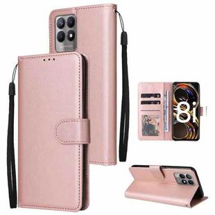 For Realme 8i Multifunctional Horizontal Flip Leather Case with Three Card Slot(Rose Gold)