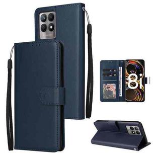 For Realme 8i Multifunctional Horizontal Flip Leather Case with Three Card Slot(Navy Blue)