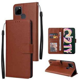 For Realme C21Y / C25Y Multifunctional Horizontal Flip Leather Case with Three Card Slot(Brown)