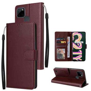 For Realme C21Y / C25Y Multifunctional Horizontal Flip Leather Case with Three Card Slot(Wine Red)