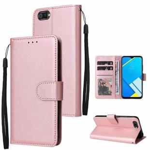 For Realme C2 Multifunctional Horizontal Flip Leather Case with Three Card Slot(Rose Gold)