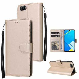For Realme C2 Multifunctional Horizontal Flip Leather Case with Three Card Slot(Gold)