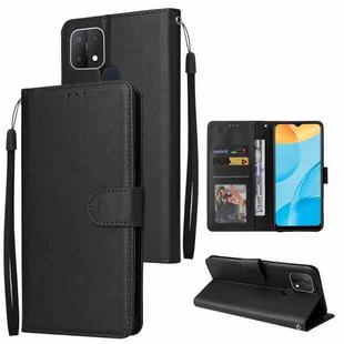 For OPPO A15 / A15s / A35 Multifunctional Horizontal Flip Leather Case with Three Card Slot(Black)