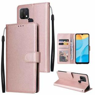 For OPPO A15 / A15s / A35 Multifunctional Horizontal Flip Leather Case with Three Card Slot(Rose Gold)