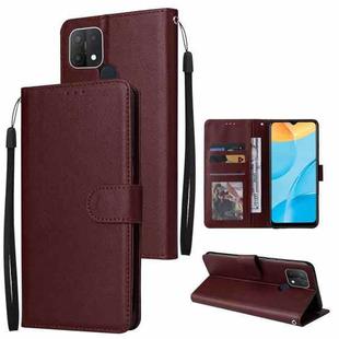 For OPPO A15 / A15s / A35 Multifunctional Horizontal Flip Leather Case with Three Card Slot(Wine Red)