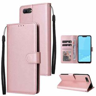 For OPPO A5 / A3s / A12e / C1 Multifunctional Horizontal Flip Leather Case with Three Card Slot(Rose Gold)