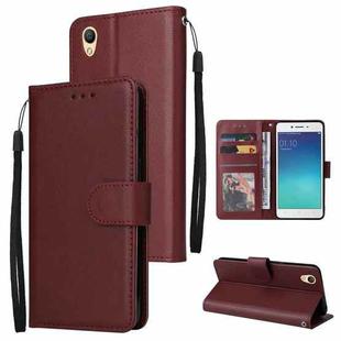 For OPPO A37 Multifunctional Horizontal Flip Leather Case with Three Card Slot(Wine Red)